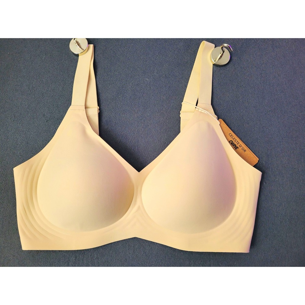 Celeste D'Or Curve Seamless Wireless T-Shirt Bra Beige XL Padded Adjustable
